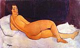 Amedeo Modigliani Canvas Paintings - Nude Looking over Her Right Shoulder